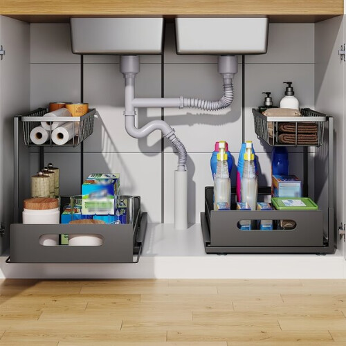 Untertisch-Organizer, zweistufiges Schubladensystem. 2