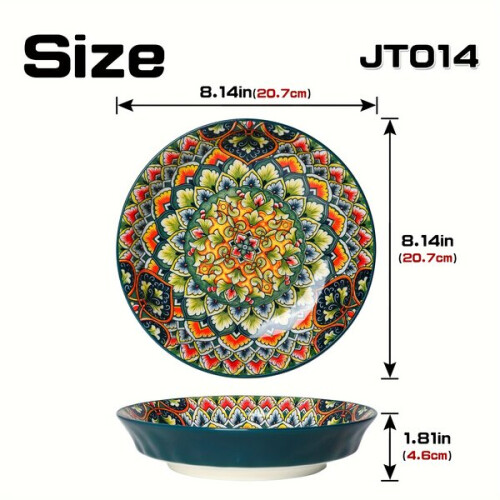 Keramikteller-Set im böhmischen Stil mit Blumenmuster