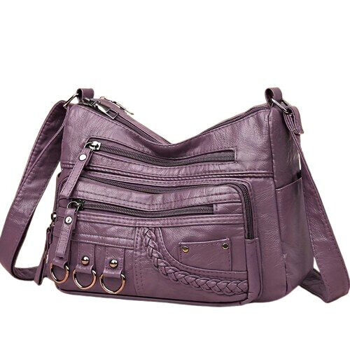 Elegante borsa a tracolla da donna in pelle viola