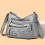 Elegante leren schoudertas voor dames, grijs 2