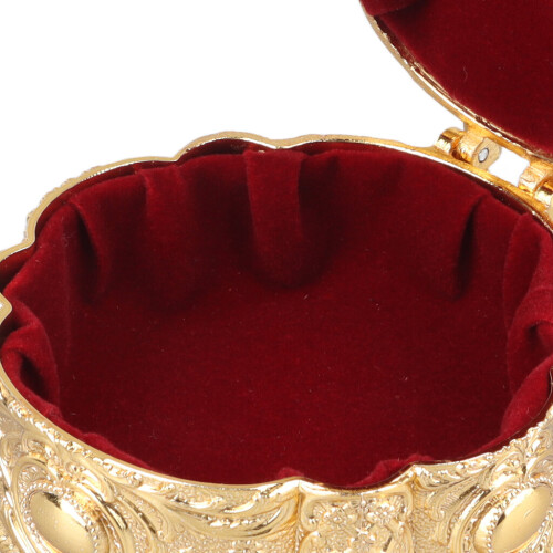 Luxe gouden metalen sieradendoos, rond, licht schelpvormig 2