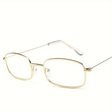 Lunettes rectangulaires rétro chics à monture métallique