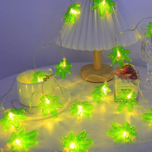 Guirlande LED à feuilles vertes