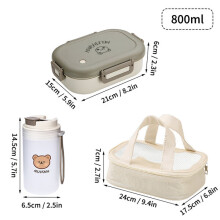 Portapranzo Bento in plastica con 3 set di contenitori rimovibili