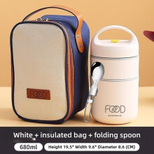Tasse Ă porridge, sac Ă lunch isotherme en acier inoxydable, 2 blancs