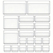Ensemble de 20 organisateurs de tiroir universels en plastique transparent