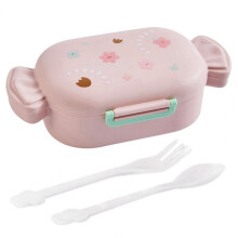 Boîte à bento portable, mignonne et à motifs de dessins animés pour enfants, rose bonbon