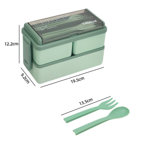 Layer Tragbare Lunchbox für Kinder mit 1400 ml Inhalt, Grün