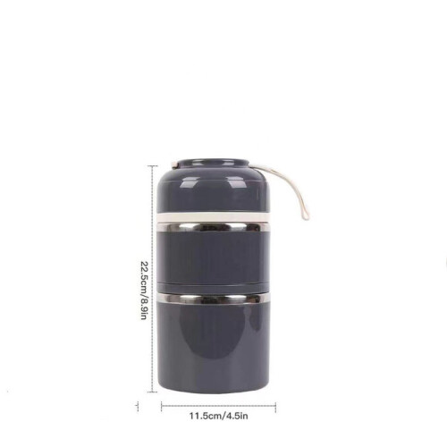 Contenitore termico portatile per il pranzo Bento, grigio, due pezzi