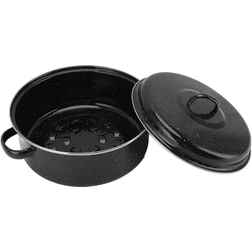 Poêle ronde émaillée avec couvercle 24 cm