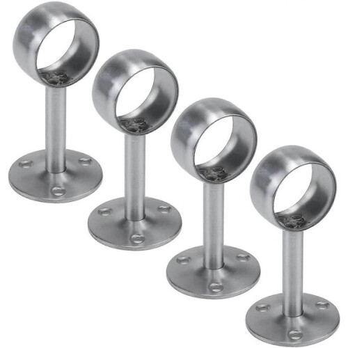 Supporto per asta appendiabiti in acciaio inox, 4 pezzi, colore argento