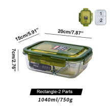 Contenitore per il pranzo in vetro trasparente con coperchio, adatto all'uso nel forno a microonde.