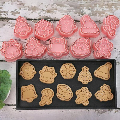 10 Pcs Christmas Cookie Cutter Set Christmas Baking Snowflake Bis