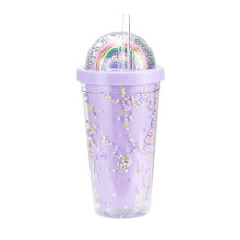 550ml Rainbow muovinen vesipullo kaksikerroksinen paljetti