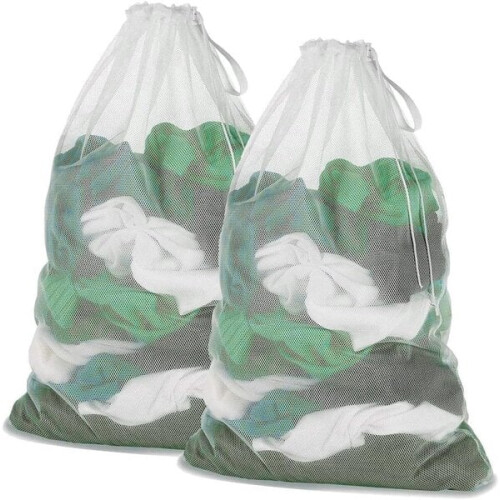 pcs white laundry bags with drawstring, 7090 cm mesh laundry bags