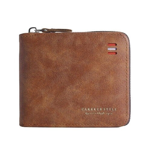 Portefeuille homme à fermeture éclair, marron clair