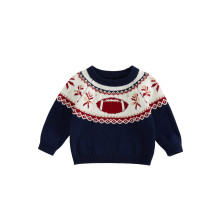 (12-18 Months, Blue) Toddler Baby Football Sweater Casual Crew Neck Long Sleeve Knitted Pullover Tops for Winter Fall