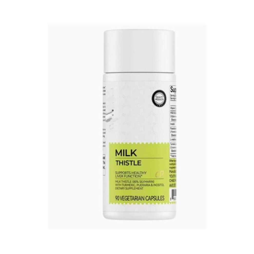 (1PC) Milk Thistle Liver Support Capsules, 80% Silymarin with Turmeric, 90 Vegetarian Capsules