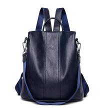 Sac à dos en cuir pour femme, bleu foncé