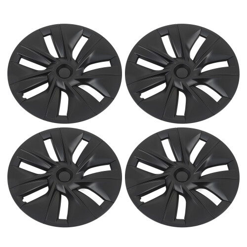 Matte Black 19in Wheel Hub Covers Set for Tesla
