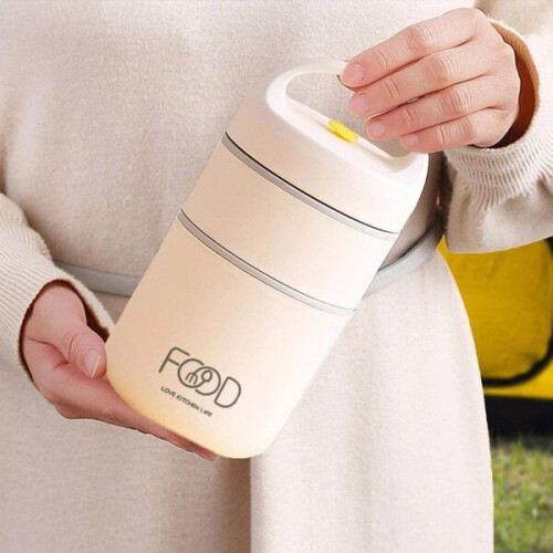 Thermos à double paroi pour aliments, 680 ml, beige 1
