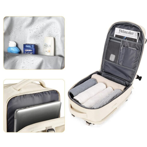 Sac à dos de voyage grande capacité, beige 2