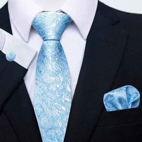 Ensemble cravate homme bleu clair 1
