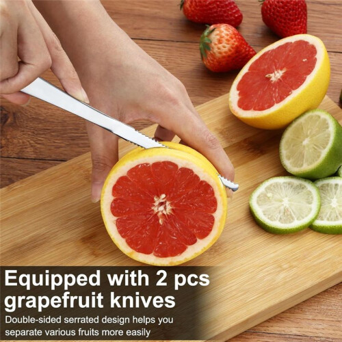 10pcs Grapefruit Stainless Steel Flatware Set,Grapefruit Spoons and Knives with Serrated 2