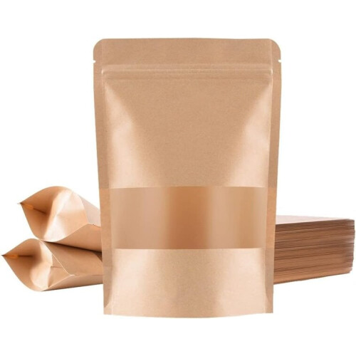 100 sacs en papier kraft, fermeture éclair, kraftpo 1