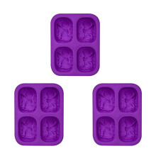 3X Seifenform, 4 Mulden, 3D-Engelform, Selbstgemachte Seifenform, SeifenherstellungszubehöR für DIY-Seifenkerzen-Harzhandwerk