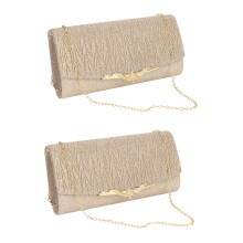 2X Frauen Abendtasche Party Bankett Glitter Tasche Für Frauen Mädchen Hochzeit Kupplungen (Champagner)