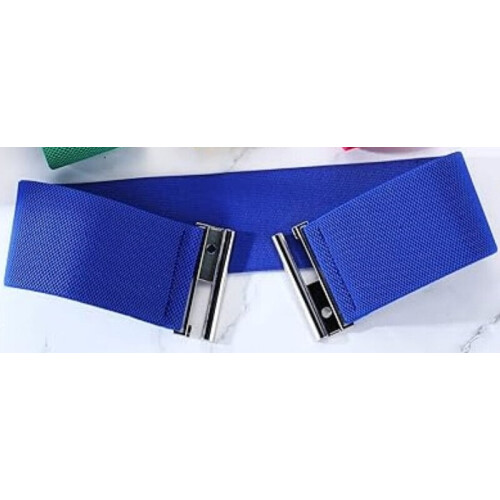 Ceinture élastique large simple bleue 1