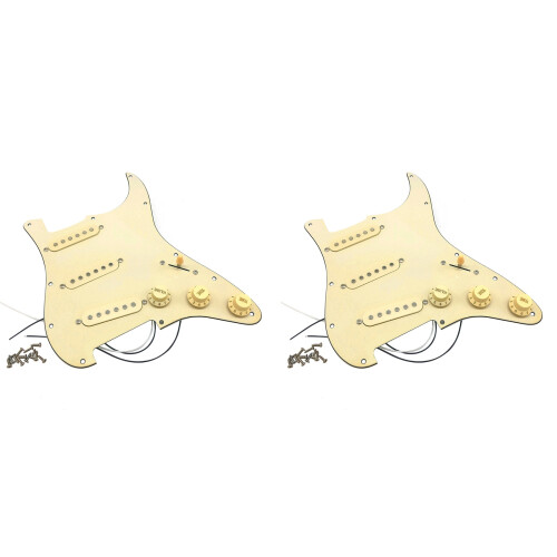 2X Micros de Guitare électrique Pickguard Chargé Assemblage de Plaque à Gratter Précâblé SSS Jaune