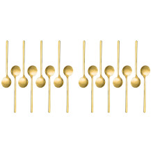 16 Packs, Gold-Plated Stainless Steel Coffee Spoon, Teaspoon for Coffee Sugar Dessert Cake Ice Cream