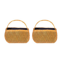 2X Frauen Bambus Taschen Böhmischen Weiblichen Sommer Strand Hand Tasche Damen Vintage Rattan Gestrickte Tasche Hohl Hand Gemachte Gewebte Korb