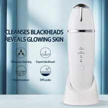 (White) Waterproof 24K Gold Facial Spatula Spray Ultrasonic Blackhead Remover Deep Pore Cleanser Skin Tightening Rejuvenation Scrubber