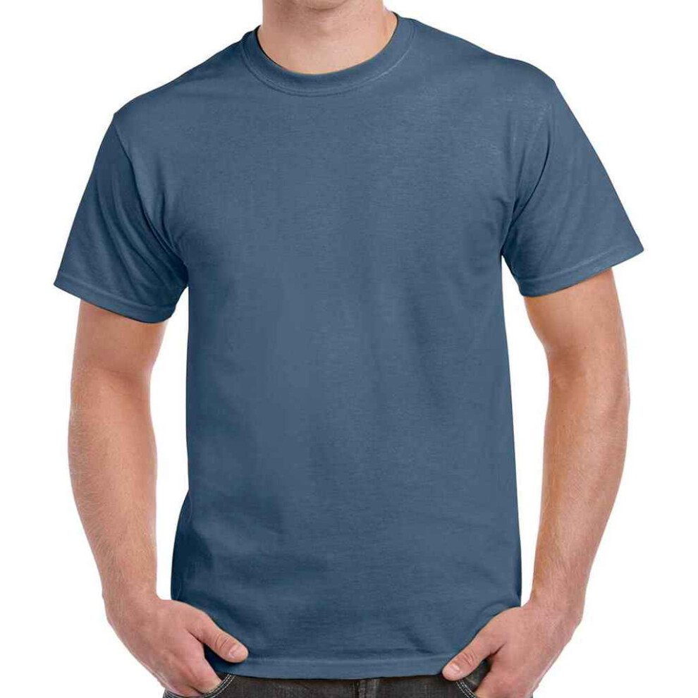 Gildan (L, Indigo) Mens Heather Heavy T-Shirt Blue,Multicoloured