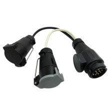 Adaptateur D'Extension de Remorque 13 Broches à 7 Broches N et S Adaptateur de Rallonge Prise de Remorque avec Couvercle