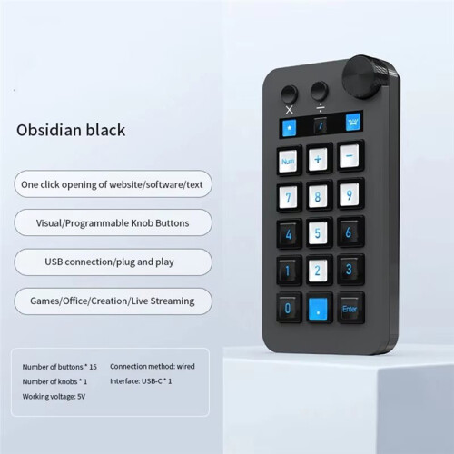 N1 Teclado Macro Programable, Panel de Consola Multifuncional, Asistente,  Teclado con Botones Personalizados para PC Portátil B 1