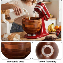 Bol Mélangeur en Bois pour Robot pour , Compatible avec Robots sur Socle pour à Tête Inclinable 4,5 et 5 Pintes, avec Base