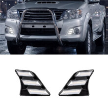 Luces Diurnas LED para Hilux Vigo 2011-2014, Accesorios de Luz de Niebla Delantera y Luz de Señal de