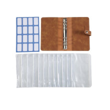 Bruine Budgetmap, Portemonnee van PU-Leer voor Geldvouchers, Planner-Notebookomslag met 12 Enveloppen met Rits