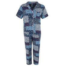 PJ Couture Women's Short Sleeve and Pants Notch Collar Pyjama Set