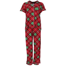 Breakfast in Bed Women's Plaid Notch Collar Short Sleeve Pyjama Set