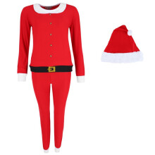 em & alfie Women's Christmas Santa Pyjama Set with Matching Hat