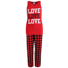 em & alfie Women's Plus Love Tank Buffalo Check Pyjama Set