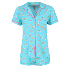 Mentally Exhausted Women's Rainbow Notch Short Sleeve and Shorts Pyjama Set