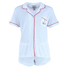 Overslept Women's Shorts Pointelle Cherries Notch Pyjama Set