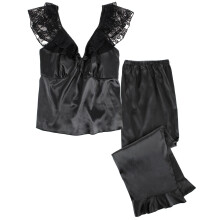 CTM Women's Plus Size Sleek Satin Pyjama Set