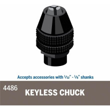 For 4486 Keyless Chuck, Quick‑Change Accessory Holder, 1/32-1/8 Inch Shank Capacity, for Multiple Models